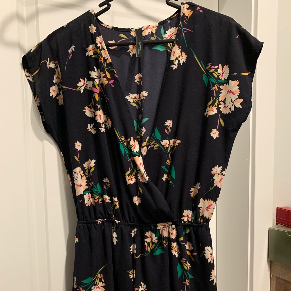 Navy Flower romper
